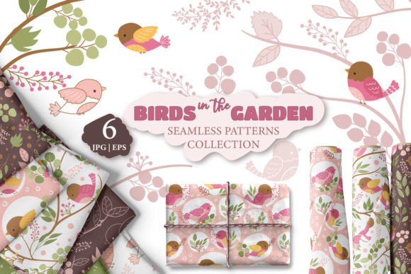 Cute Birds in the Garden Patterns Set: Elevating Your Creative Projects with Nature-Inspired Design