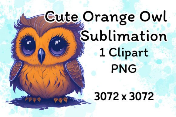 Cute Orange Owl Sublimation Watercolor