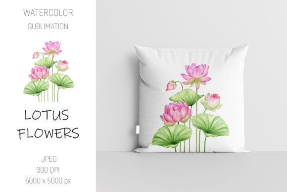 Lotus Flowers Watercolor Sublimation