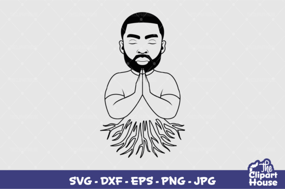 Praying Roots Black Man Outline: A Versatile Digital Design