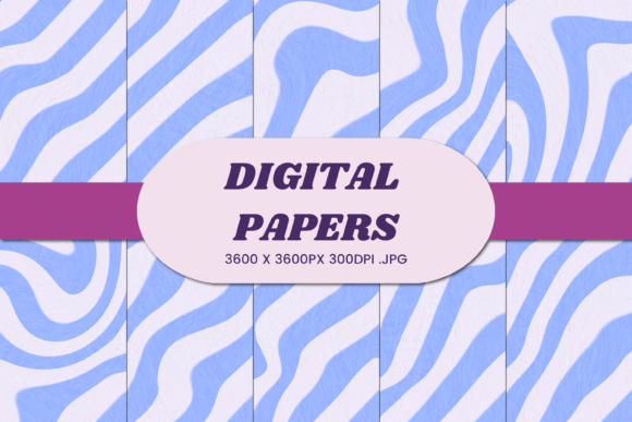 Retro Groovy Blue 3 Digital Paper