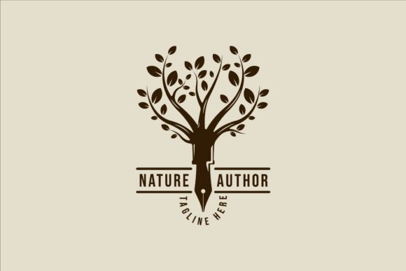 Tree with Pen Combined Logo Vintage